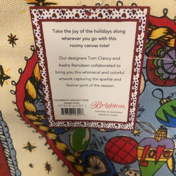 Brighton, Celebrate Holiday, Canvas Tote, NWT - Picture 4 of 5